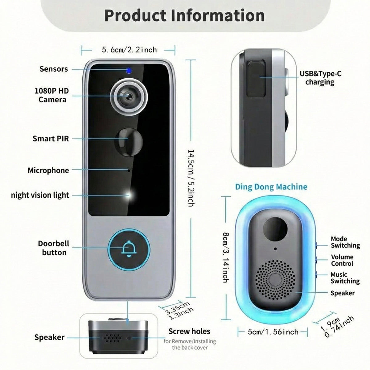 PurePeeki Wireless 1080P HD Video Doorbell UK