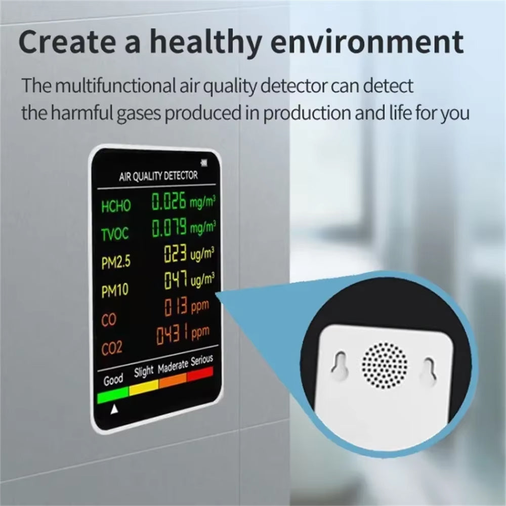 BreaEzvi 6-in-1 Indoor Air Quality Monitor with Real-Time CO2 Sensing