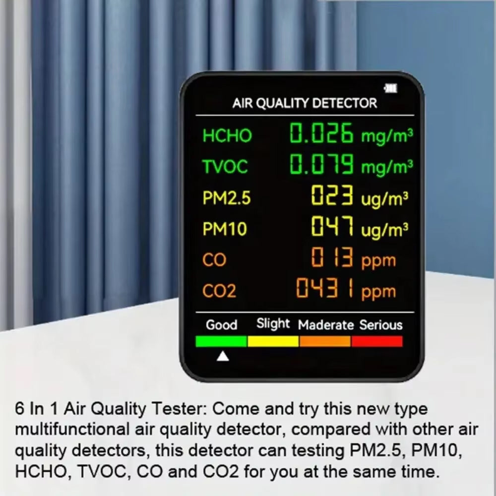 BreaEzvi 6-in-1 Indoor Air Quality Monitor with Real-Time CO2 Sensing