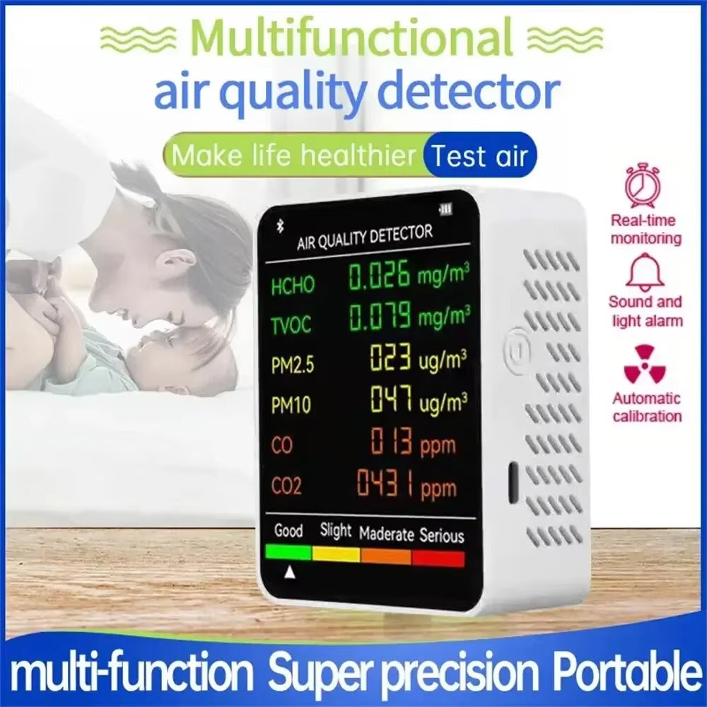 BreaEzvi 6-in-1 Indoor Air Quality Monitor with Real-Time CO2 Sensing