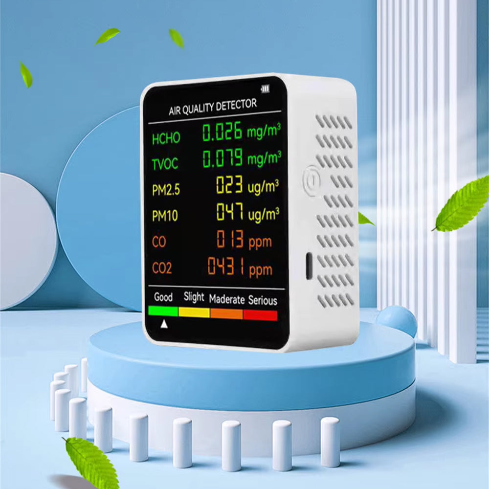 BreaEzvi 6-in-1 Indoor Air Quality Monitor with Real-Time CO2 Sensing