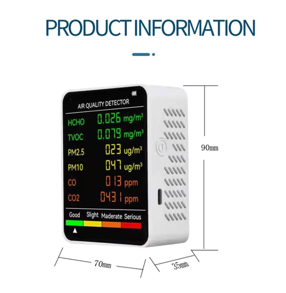 BreaEzvi 6-in-1 Indoor Air Quality Monitor with Real-Time CO2 Sensing