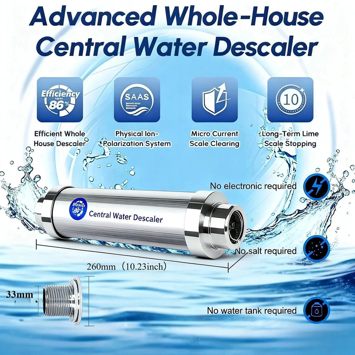ClariVenix Salt-Free Whole House Water Softener & Descaler UK