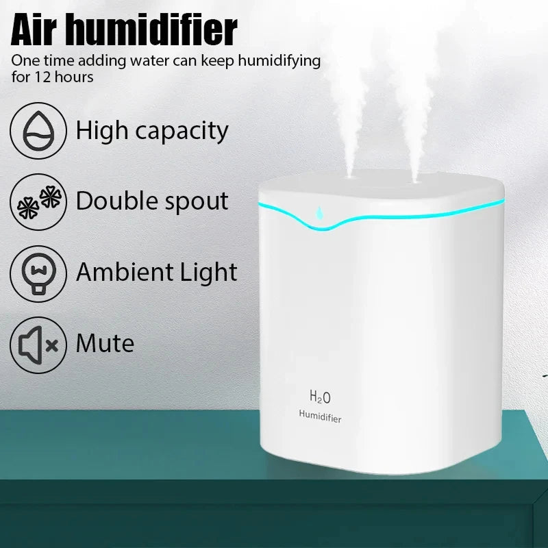 ClouDiaxi 2L Dual Nozzle Cool Mist Humidifier for Home & Office