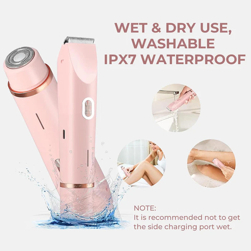 CurvEasi Painless Lady Shaver - Ceramic Blades & Dual-Head Trimmer