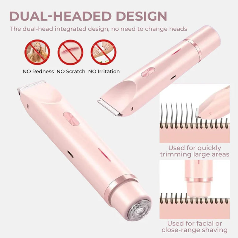 CurvEasi Painless Lady Shaver - Ceramic Blades & Dual-Head Trimmer