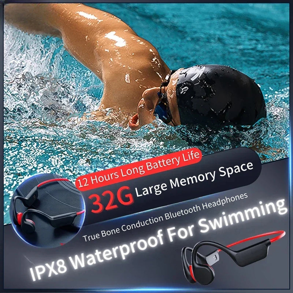 DeepWavix Bone Conduction Swimming Headphones - IPX8 Waterproof