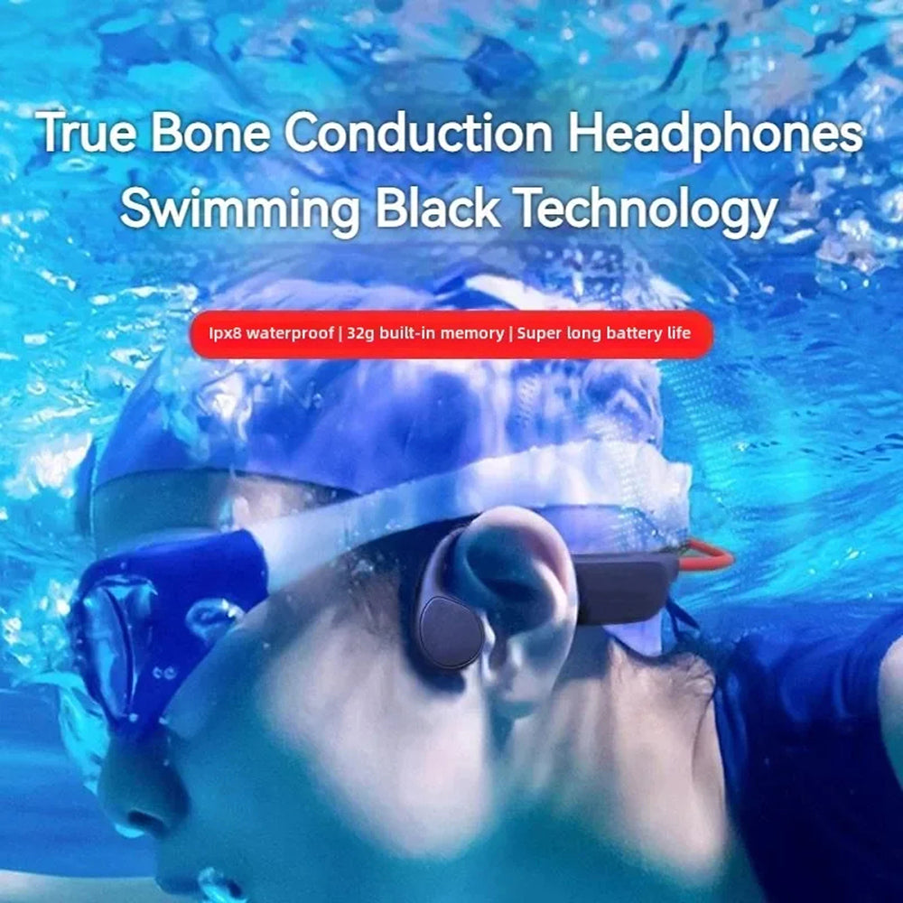 DeepWavix Bone Conduction Swimming Headphones - IPX8 Waterproof