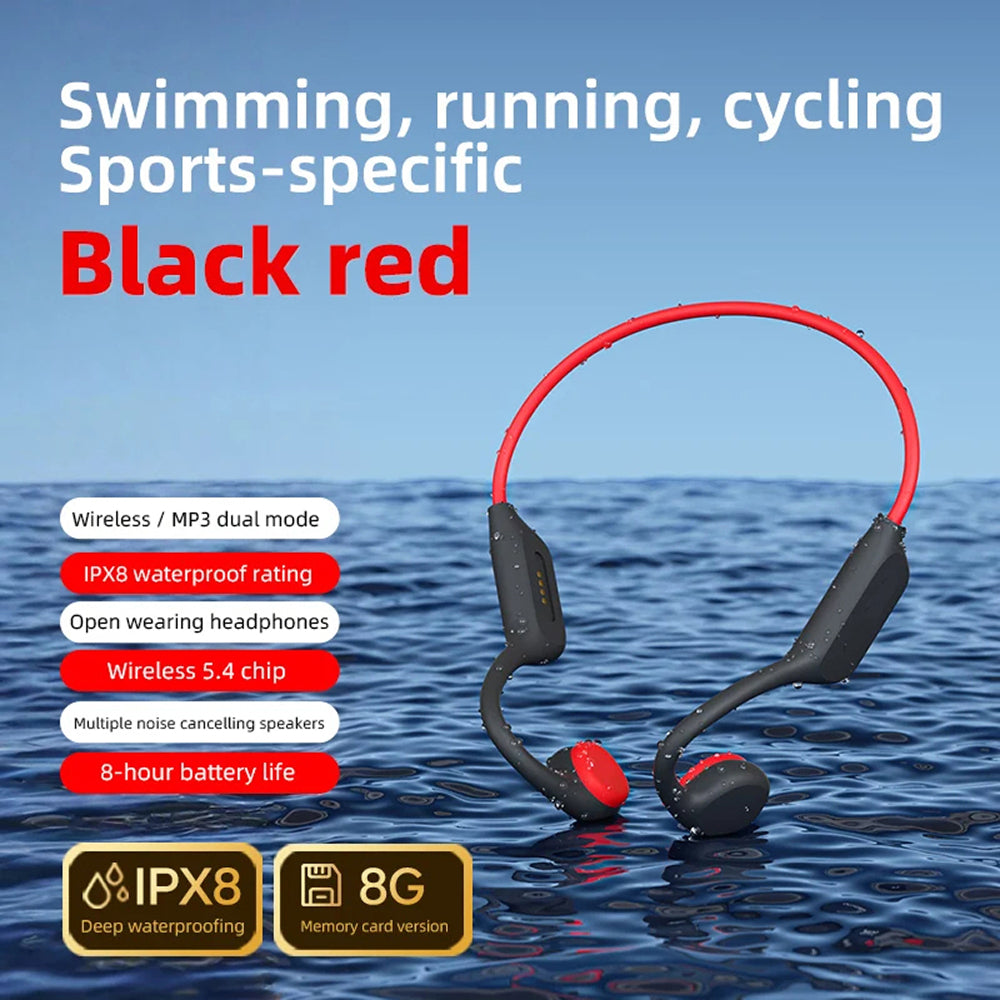 DeepWavix Bone Conduction Swimming Headphones - IPX8 Waterproof