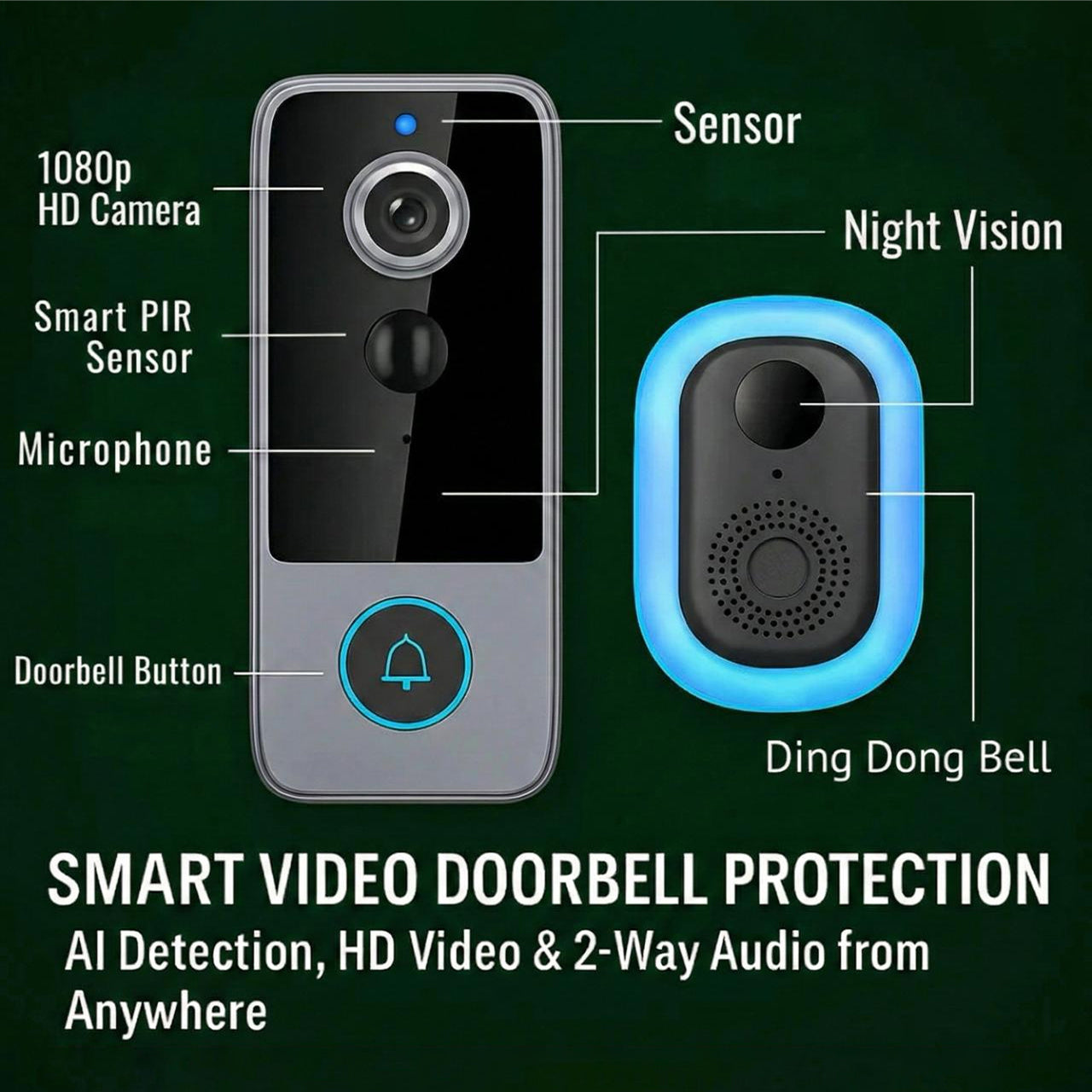 PurePeeki Wireless 1080P HD Video Doorbell UK