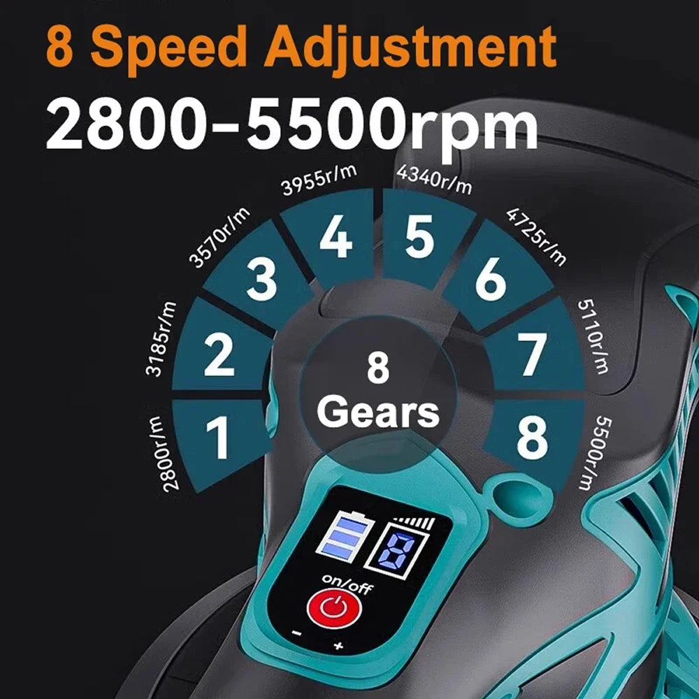 ShynexRo Cordless Dual-Action Car Polisher with 8 Speed Settings