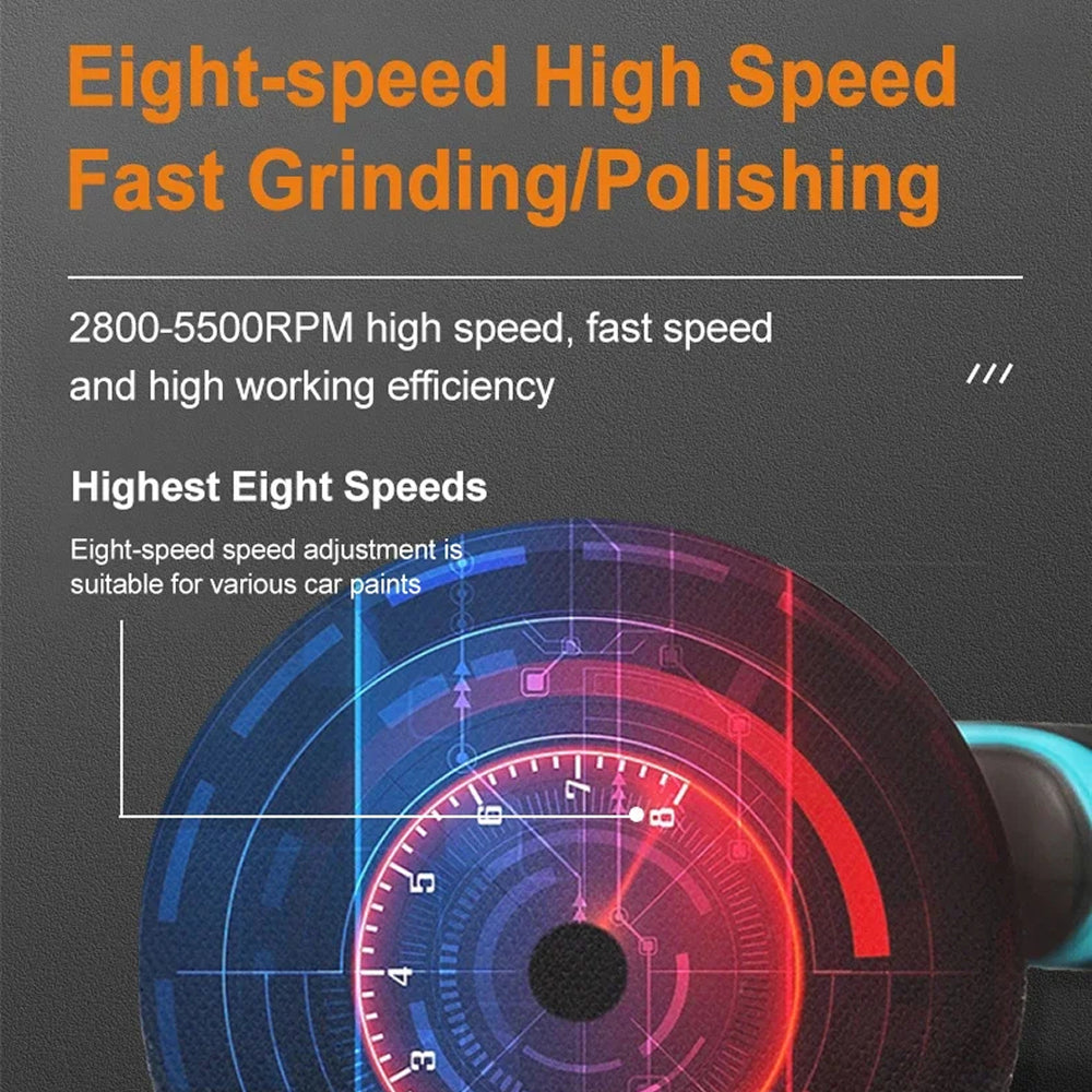 ShynexRo Cordless Dual-Action Car Polisher with 8 Speed Settings