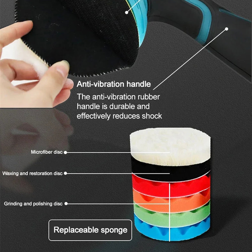 ShynexRo Cordless Dual-Action Car Polisher with 8 Speed Settings