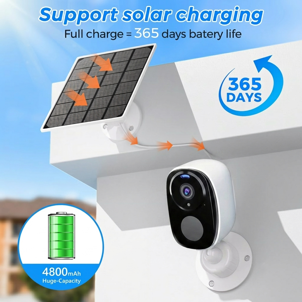 SuniSentry Solar Powered Outdoor Security Camera 3K HD
