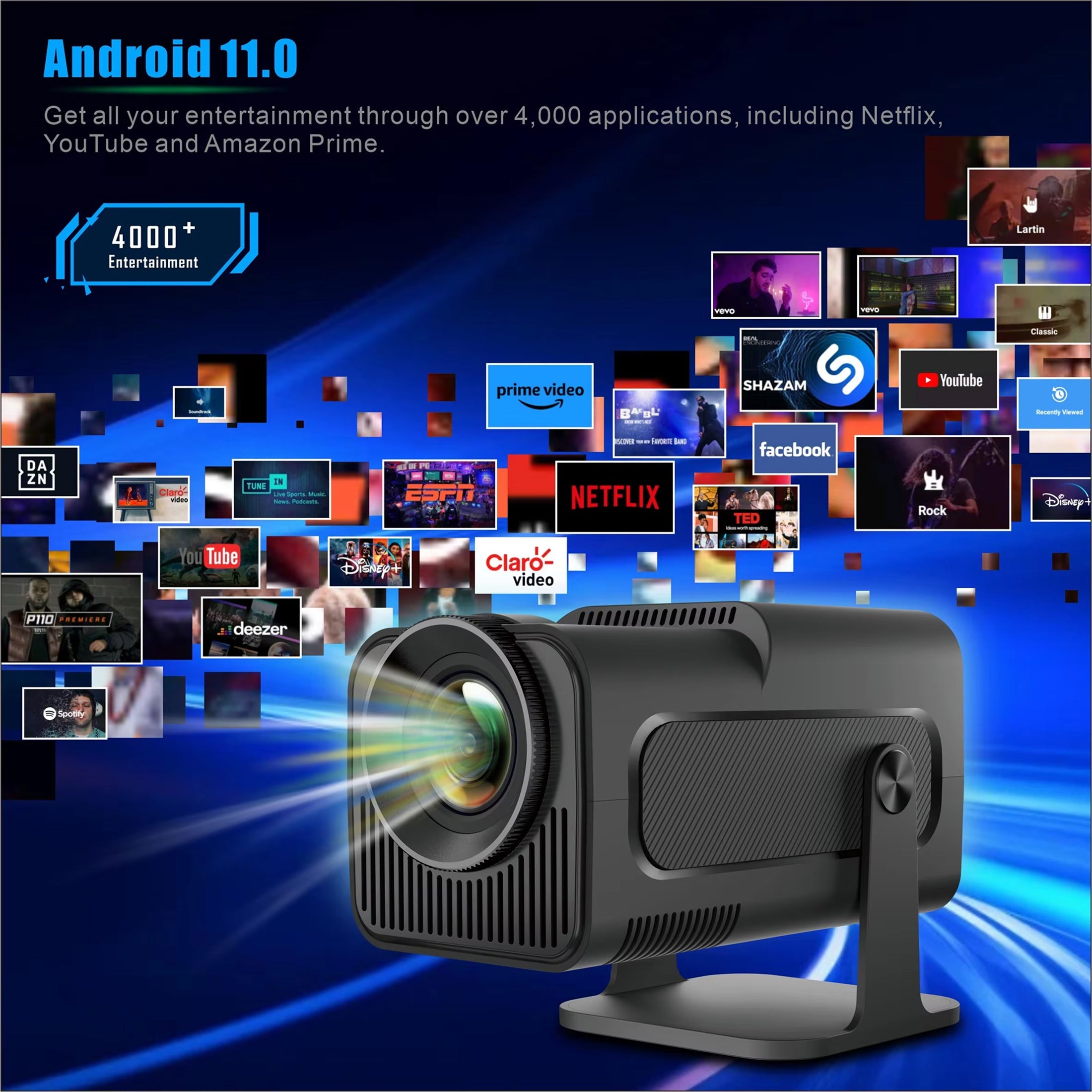 SuniiStage 1080p Smart Outdoor Projector with Android 11