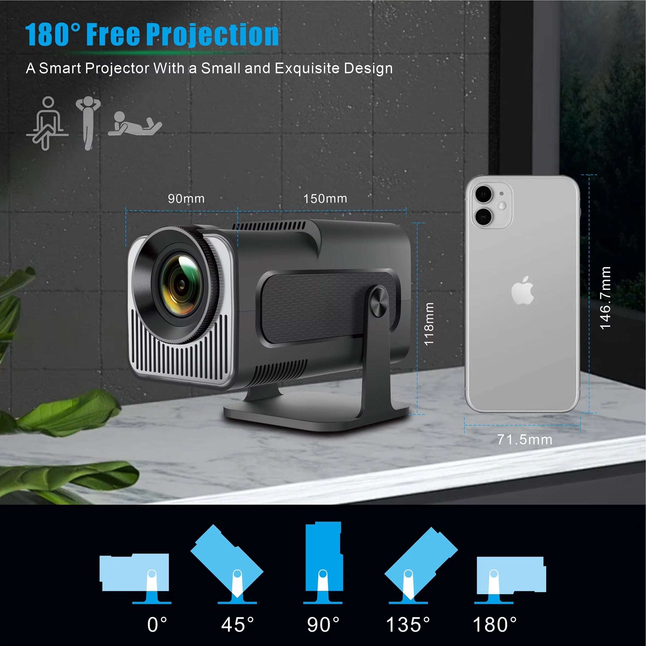SuniiStage 1080p Smart Outdoor Projector with Android 11