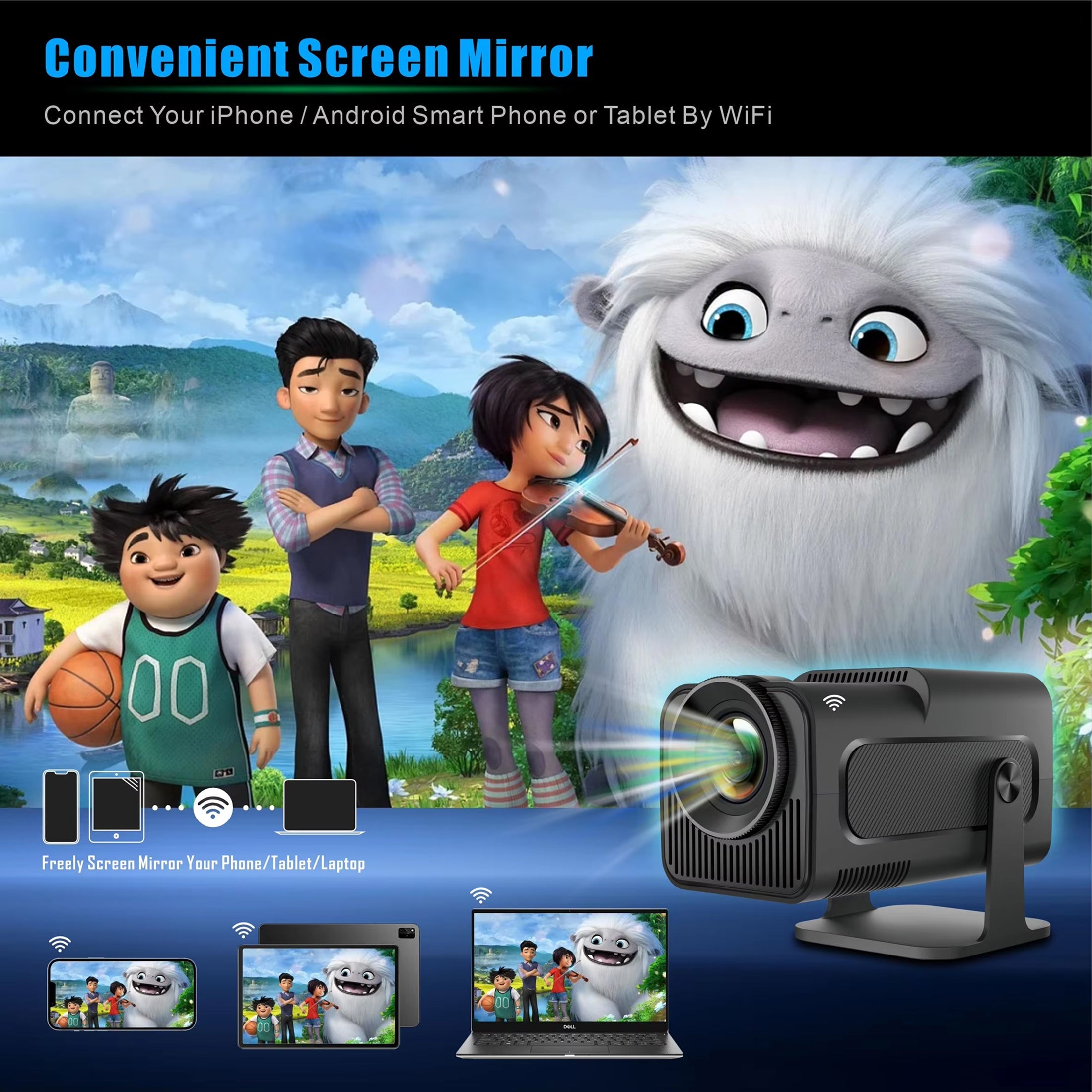 SuniiStage 1080p Smart Outdoor Projector with Android 11