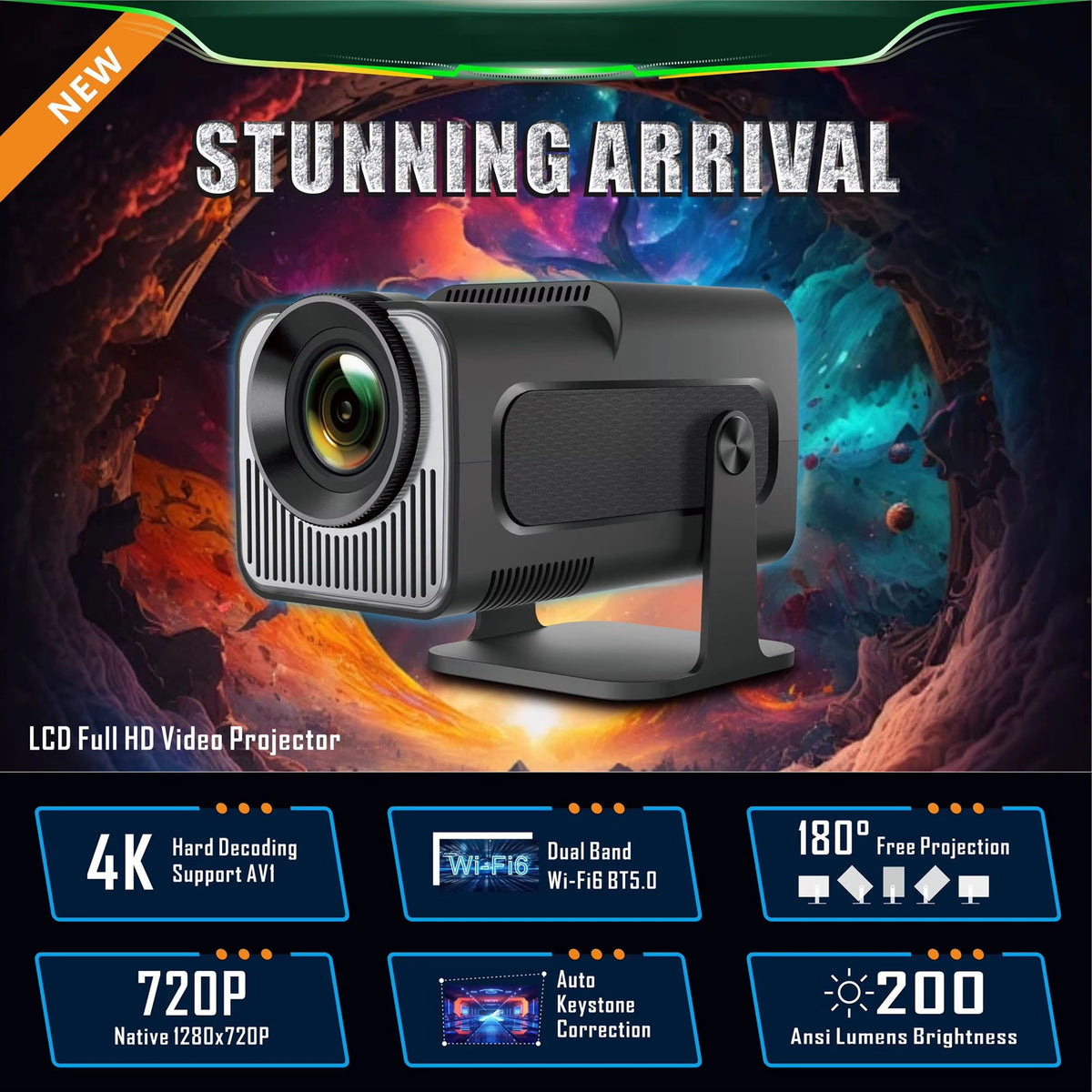 SuniiStage 1080p Smart Outdoor Projector with Android 11