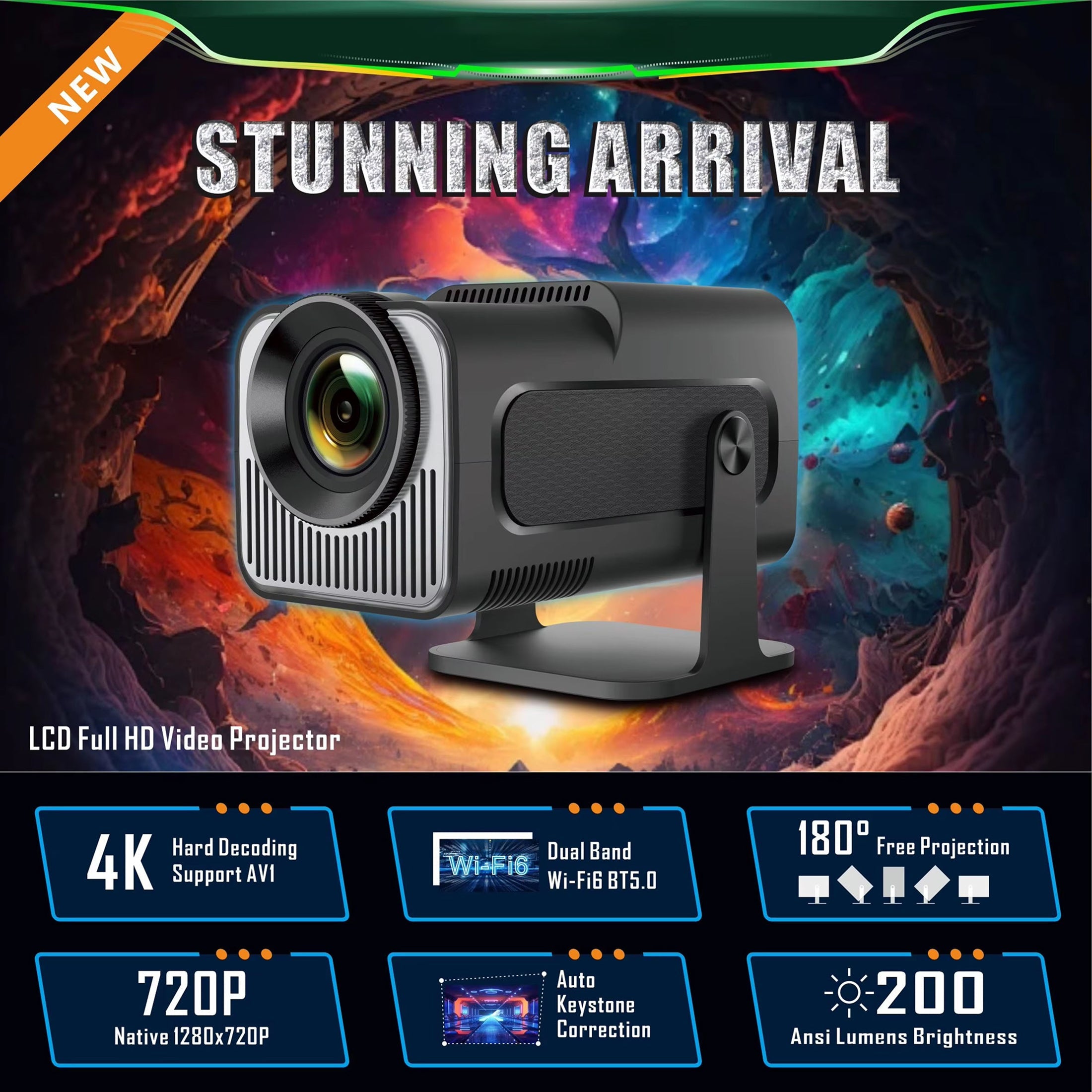 SuniiStage 1080p Smart Outdoor Projector with Android 11