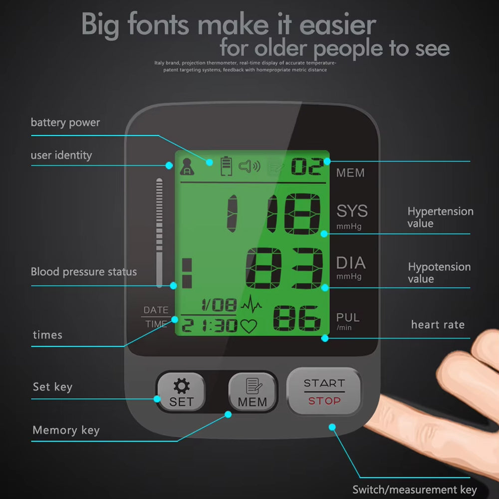 VitaTracki Digital Blood Pressure Monitor with WHO Indicator
