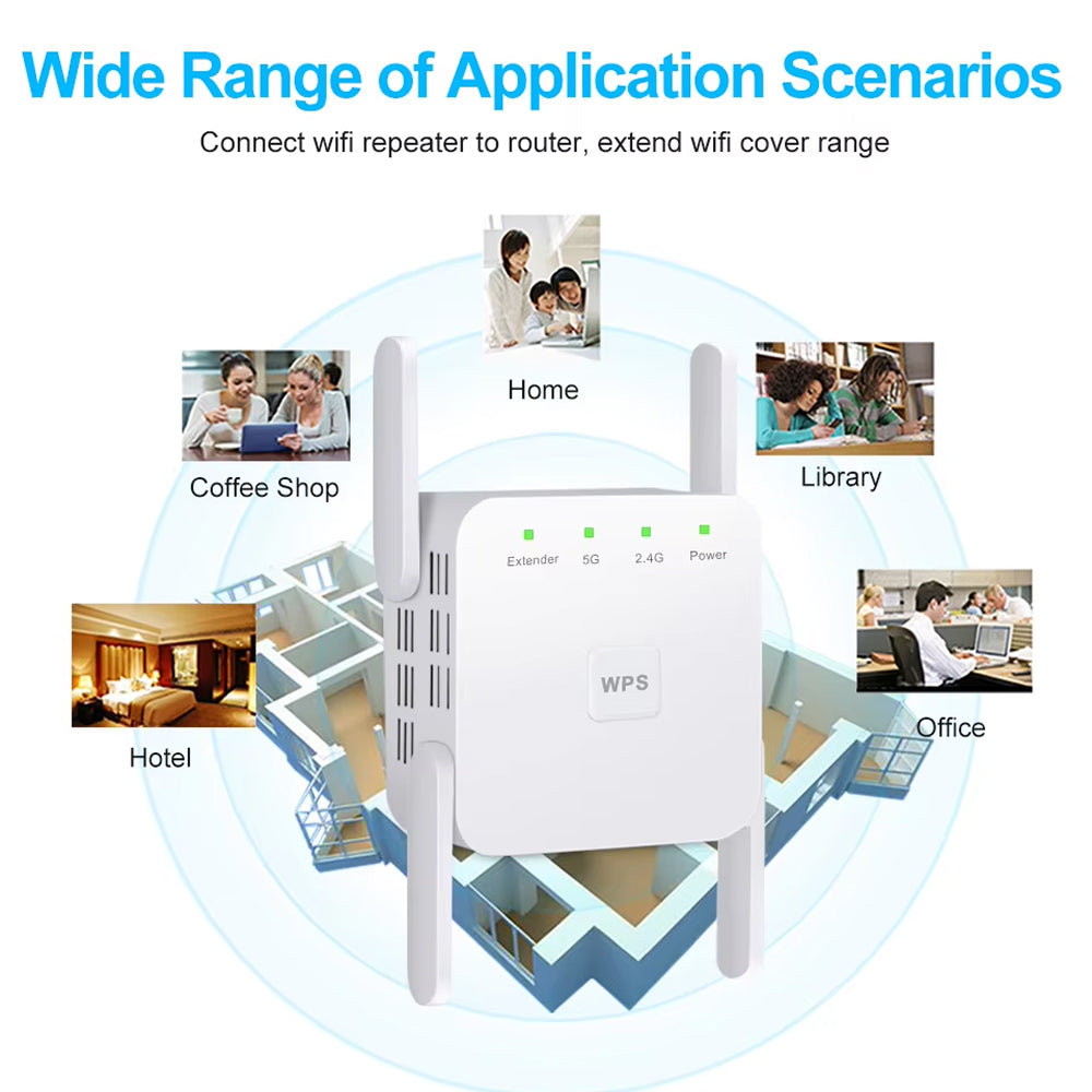 WiBoofy AC1200 Dual-Band WiFi Extender & Broadband Booster