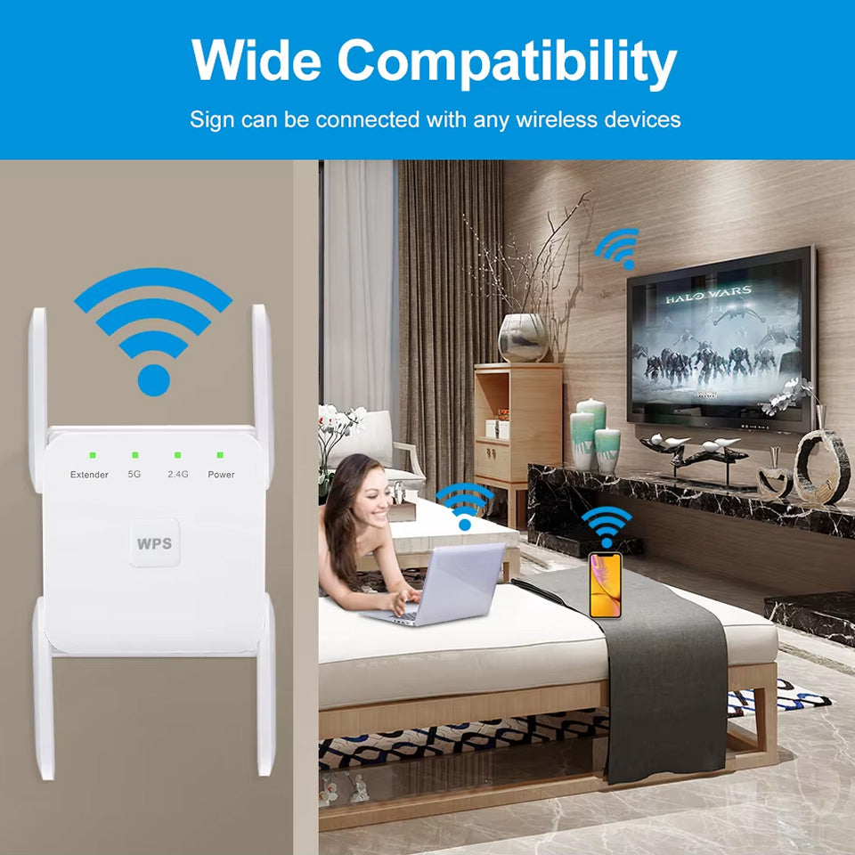 WiBoofy AC1200 Dual-Band WiFi Extender & Broadband Booster