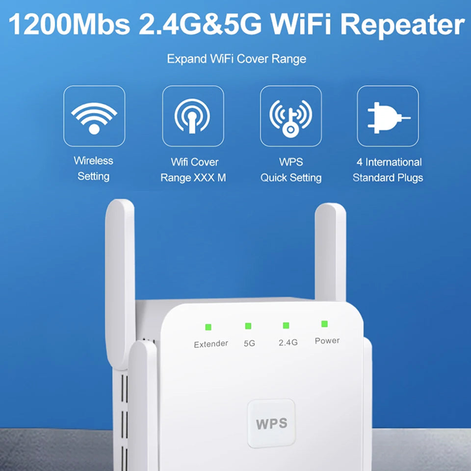 WiBoofy AC1200 Dual-Band WiFi Extender & Broadband Booster
