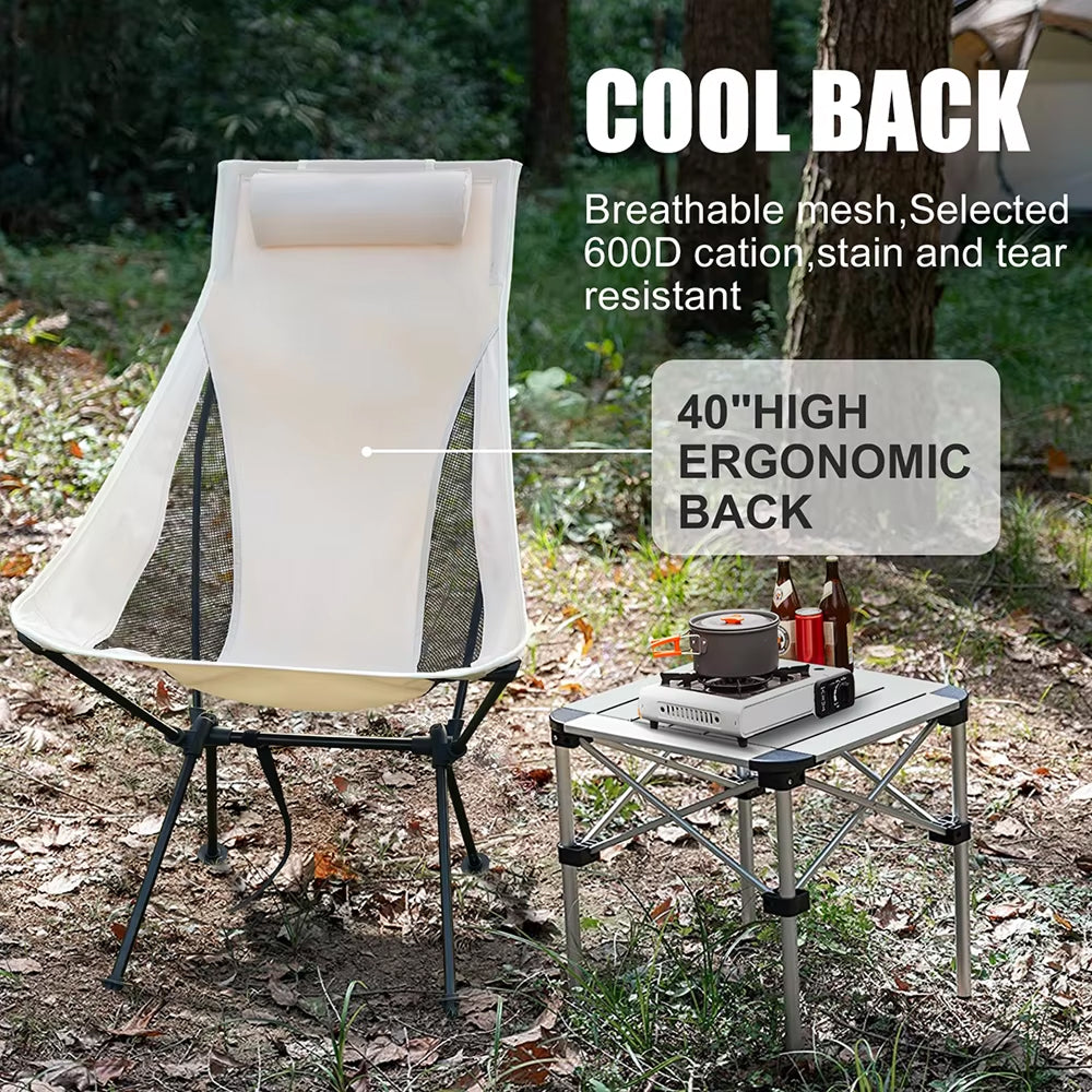 ZipoSeat Lightweight Folding Camping Chair with High Back