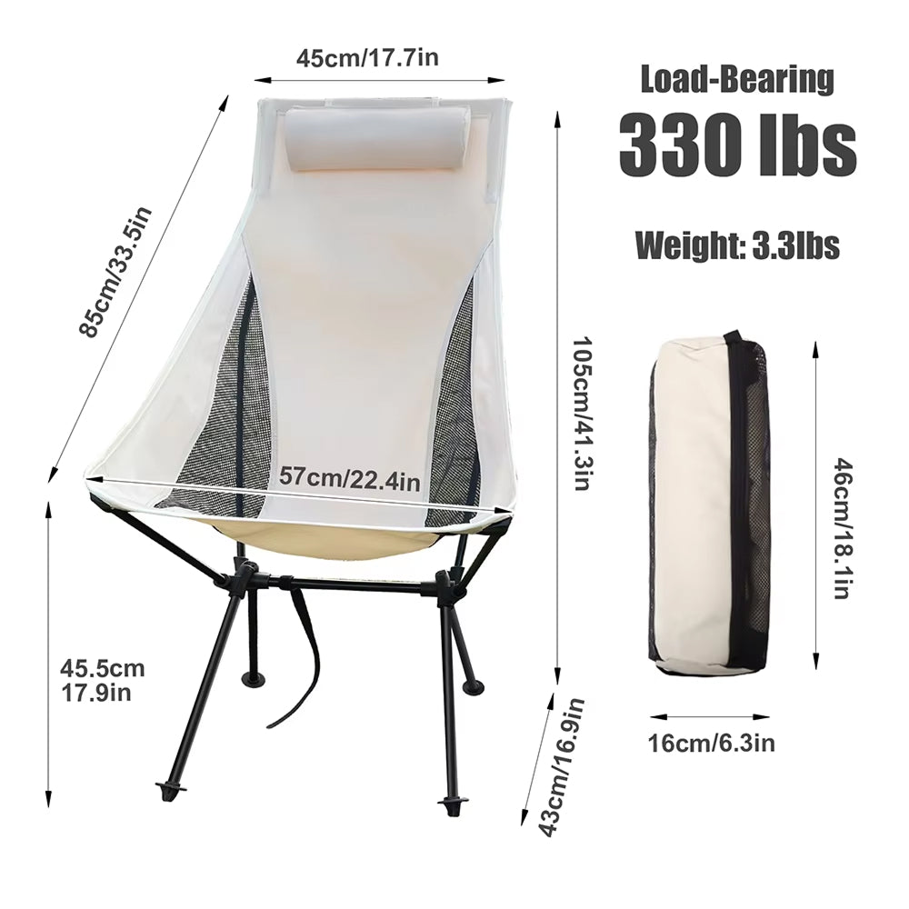 ZipoSeat Lightweight Folding Camping Chair with High Back